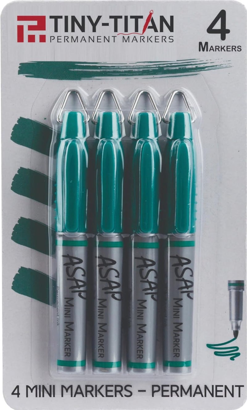 Tiny-Titan Mini Markers, Keychain Clip, Golf Ball Marker, Clip On Nurse's Badge - Green Ink - Fine Point - 4 Pens - Image 1